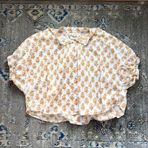 Emerson Fry White and Orange Floral Blouse